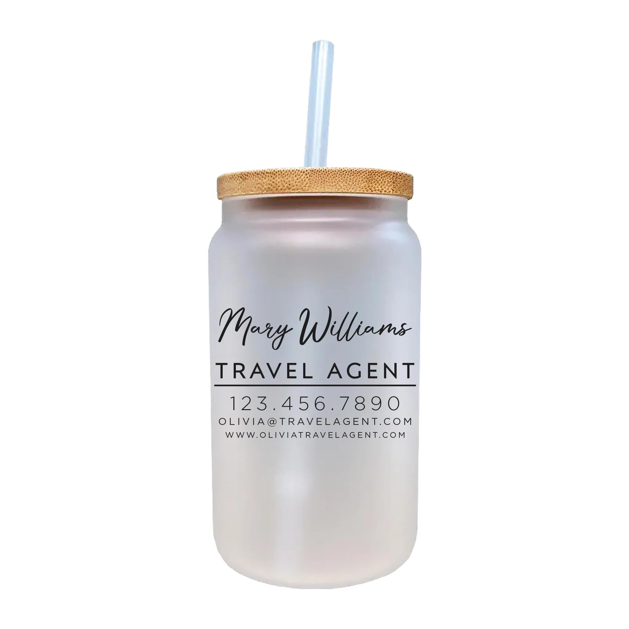 a glass jar with a straw in it