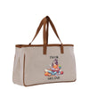 a canvas bag with a cartoon character on it