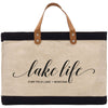 a black and white bag with the words lake life on it