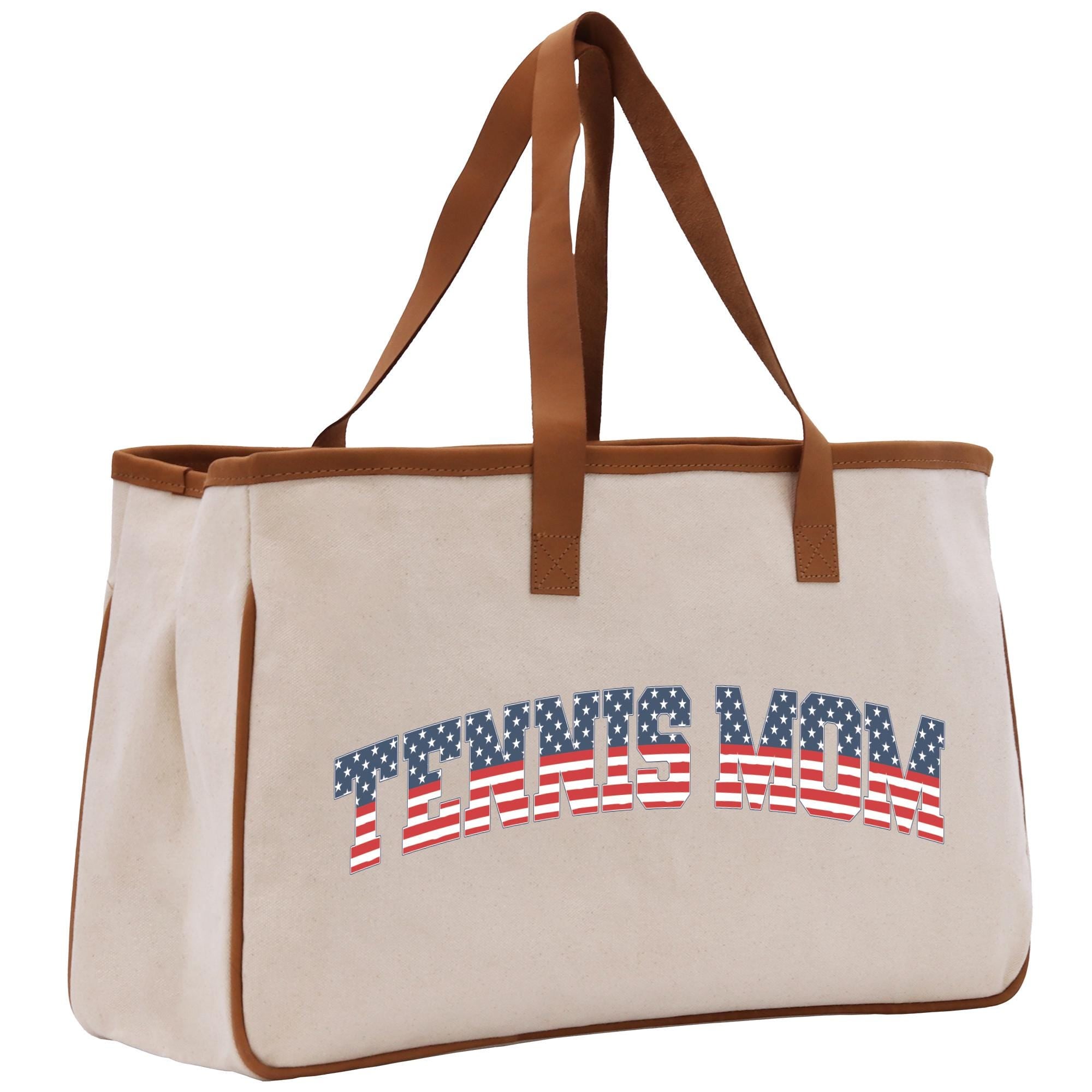a canvas tote bag with an american flag design