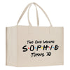 a white shopping bag with the words, the one where sophiie turns 30