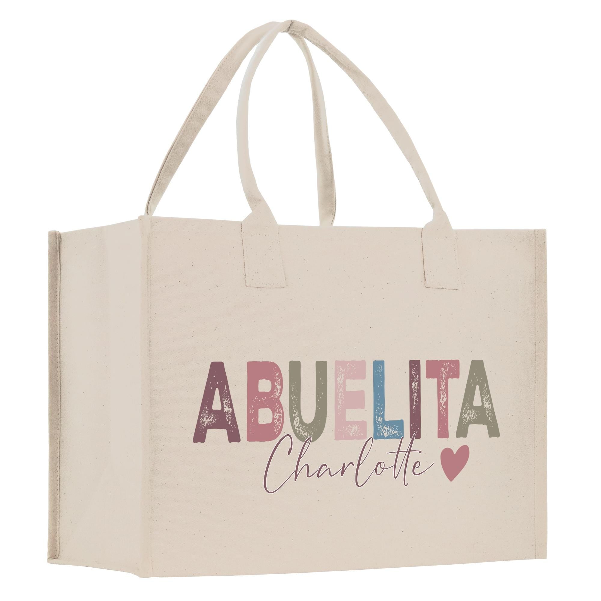 a white shopping bag with the word abuella charlotte printed on it