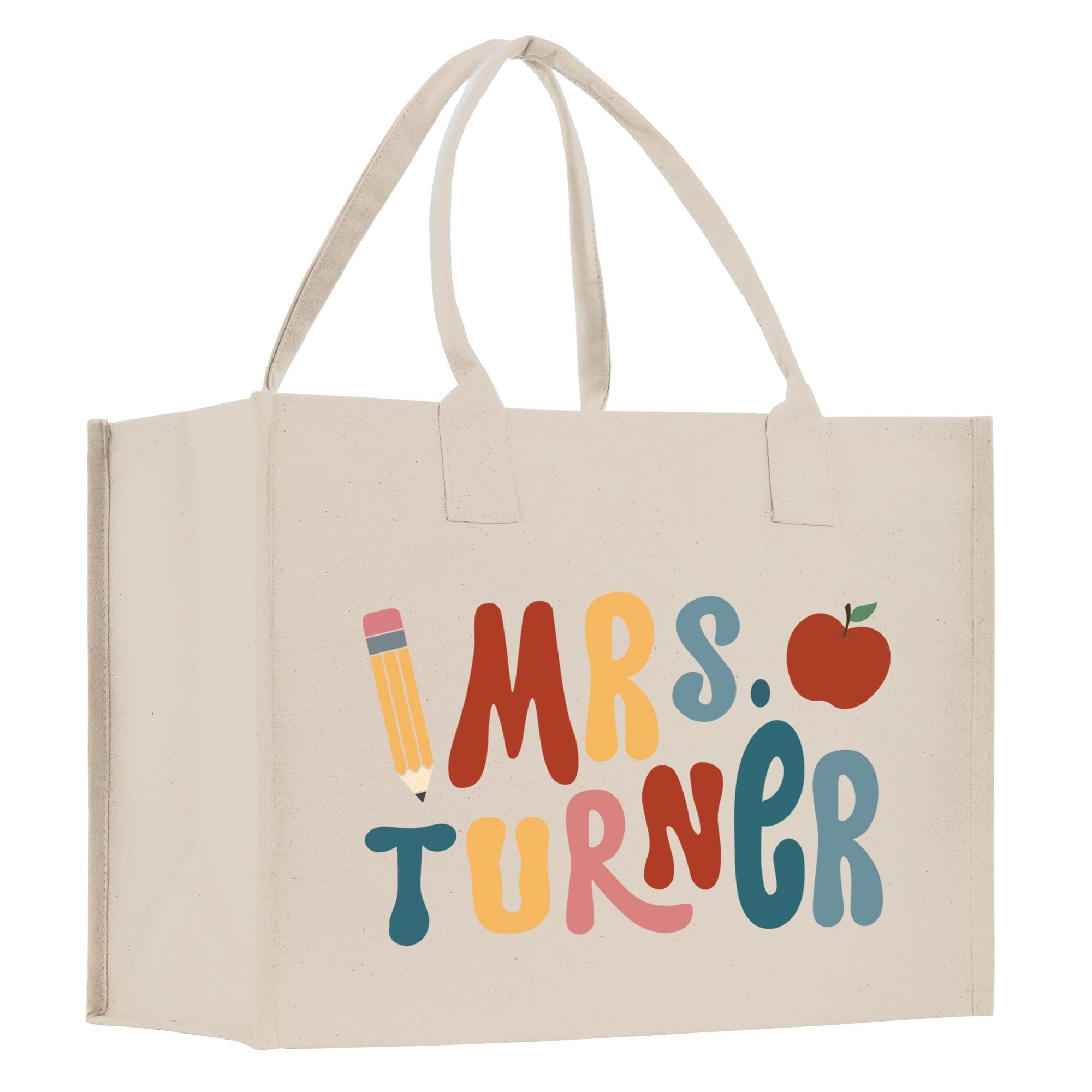 a white bag with the words mrs turner on it
