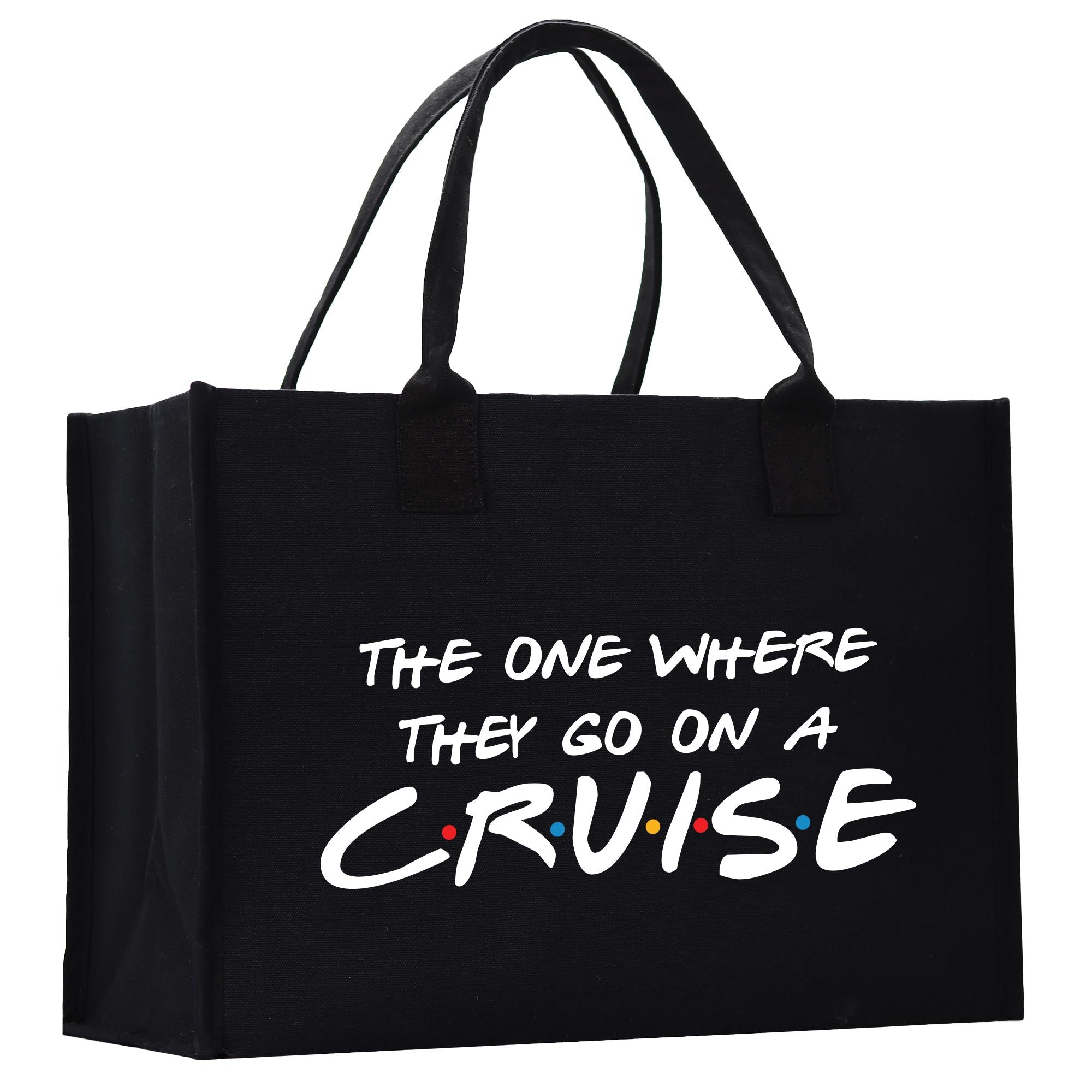 a black shopping bag with the words cruise printed on it