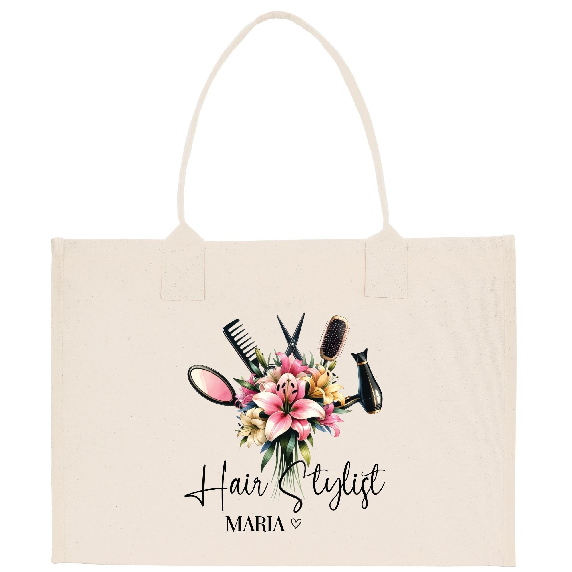 a tote bag with scissors and flowers on it