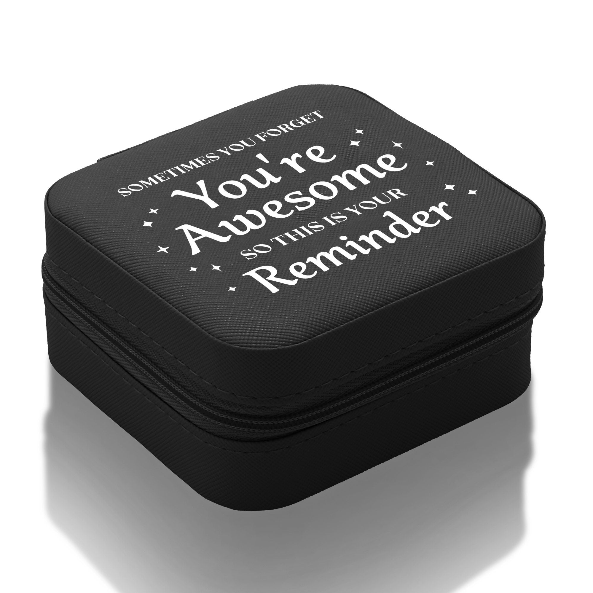 a small black box with a message on it