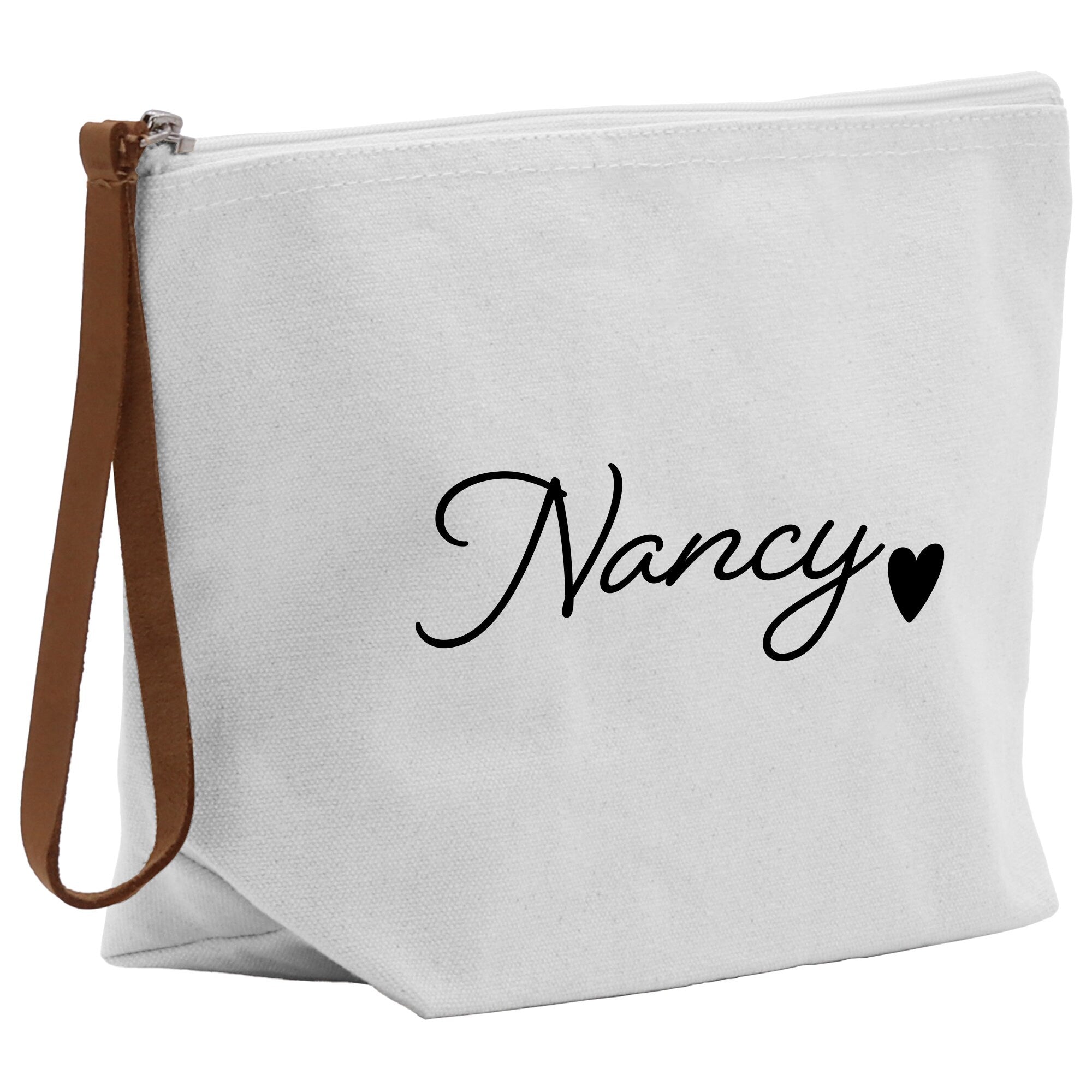 a white canvas bag with the word narccy printed on it