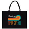 a black tote bag with the words vintage 1971 printed on it