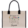 a canvas bag with a floral design on it