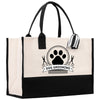 a black and white bag with a dog grooming logo