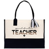 a black and white bag with a teacher written on it