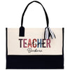 a black and white bag with a teacher on it