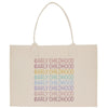a canvas bag with the words early childhood printed on it