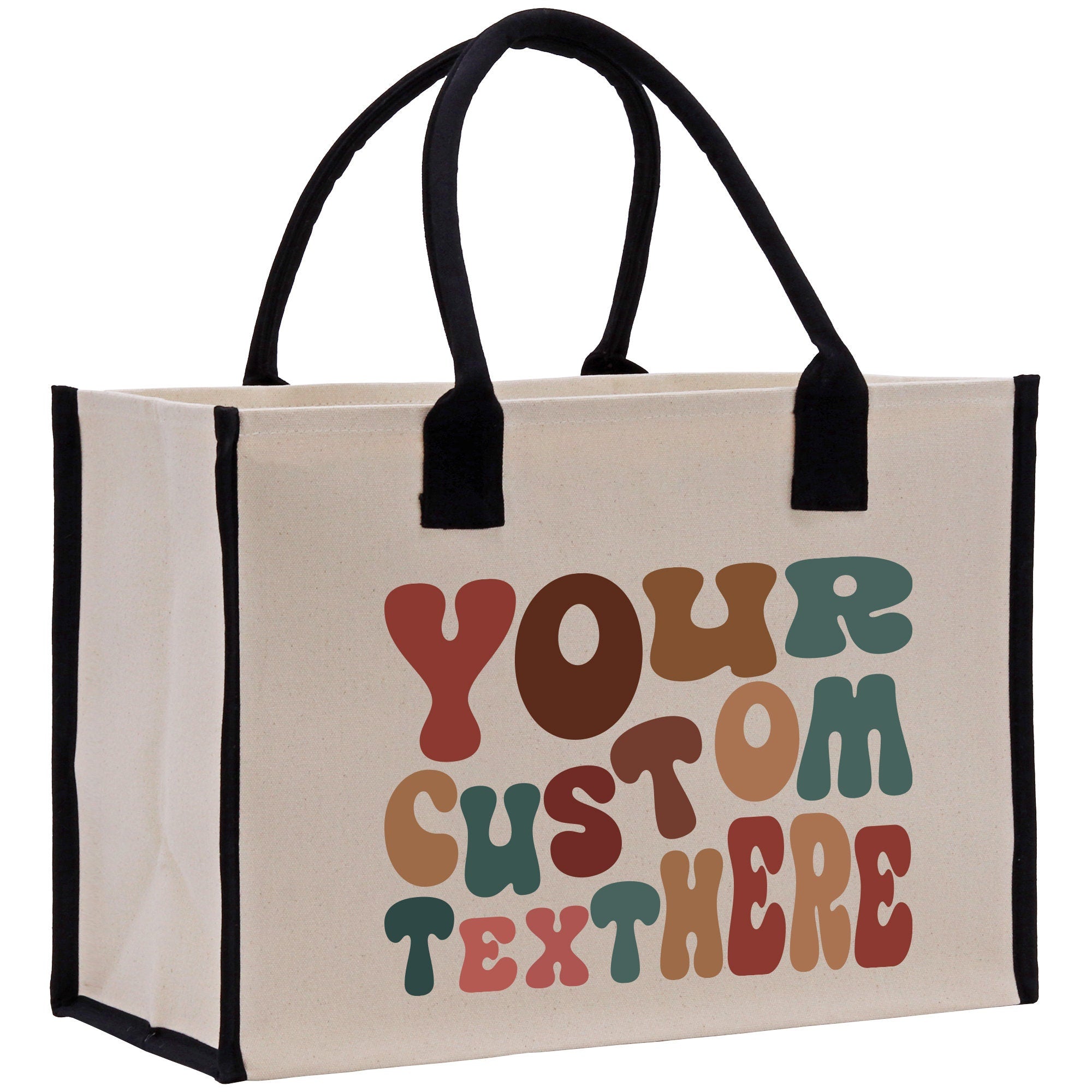 a canvas bag with the words your custom text on it