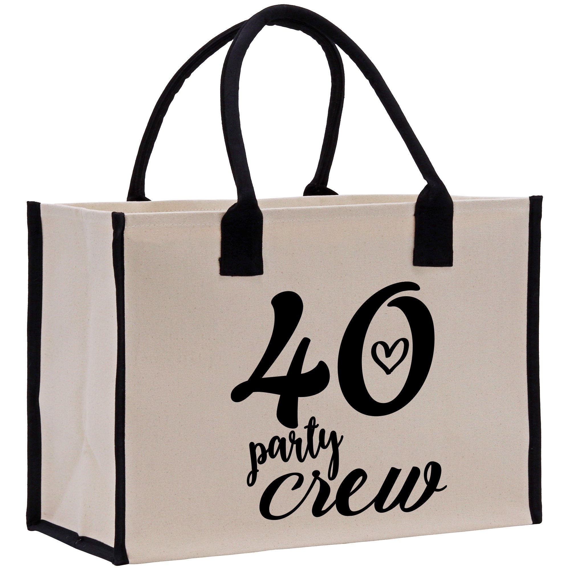 a canvas bag with the number forty forty and a heart