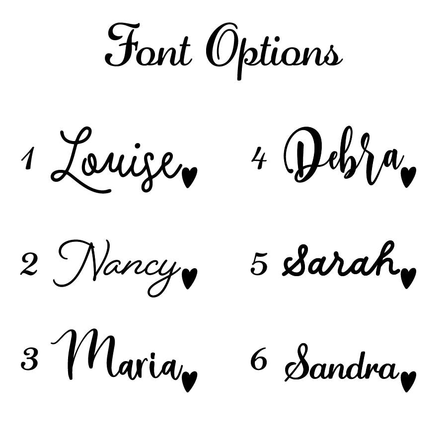 a set of four different font options