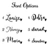 a set of four different font options