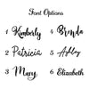 a set of four font options for a name