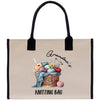 a tote bag with a knitting bag on it
