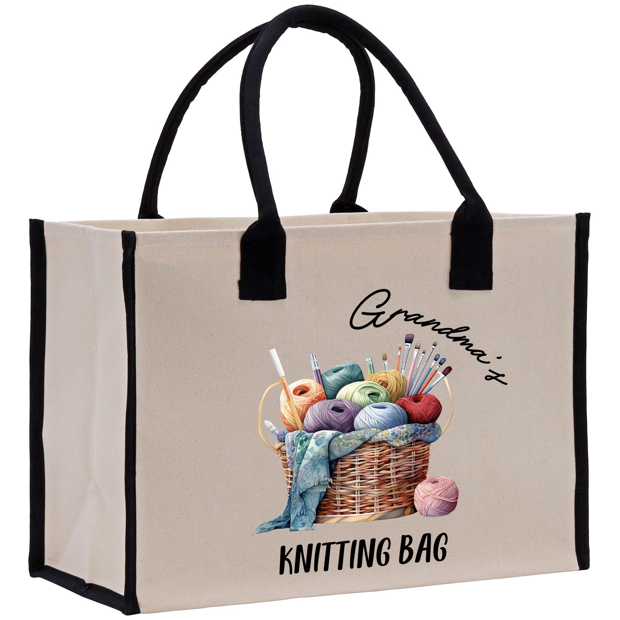 a bag with a picture of a knitting bag