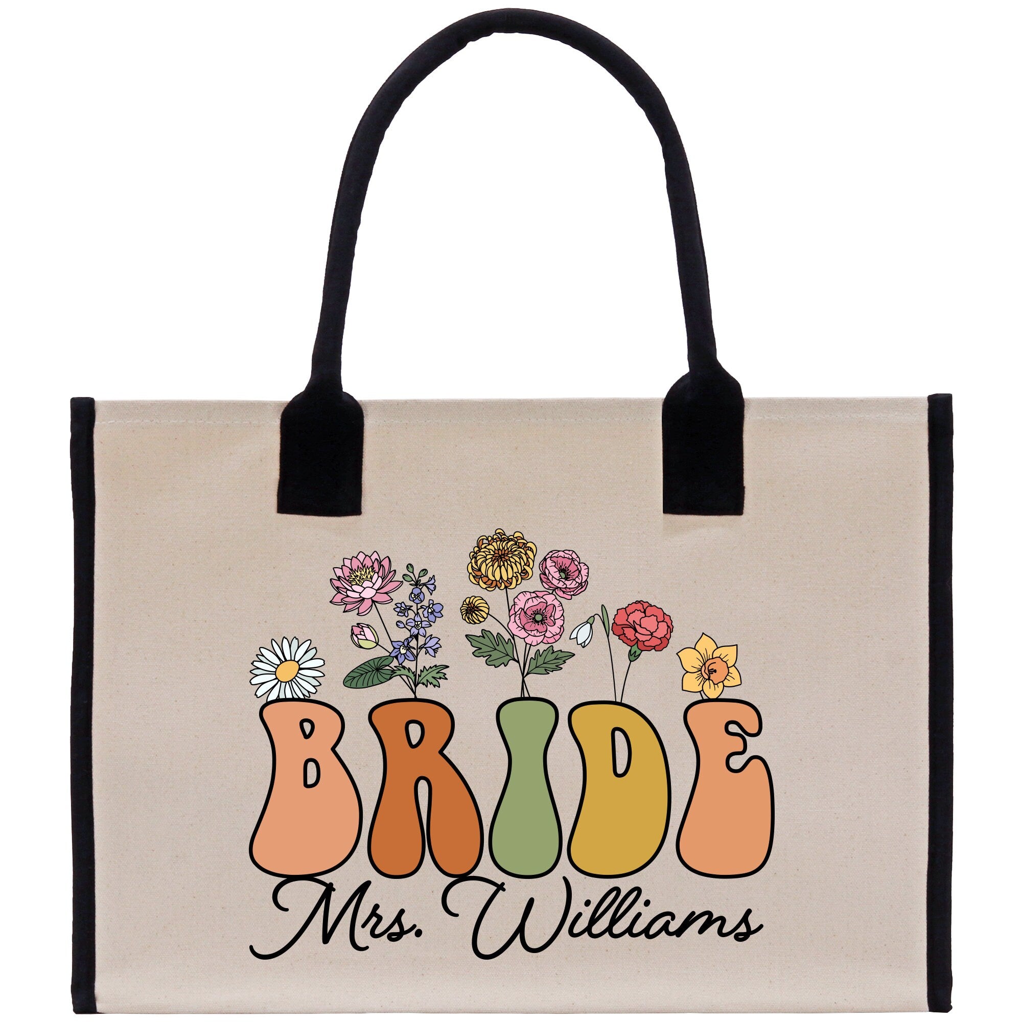 a bag with the words bride and flowers on it