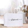 a white shopping bag with the word depporah written on it