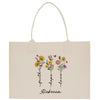 a tote bag with flowers on it