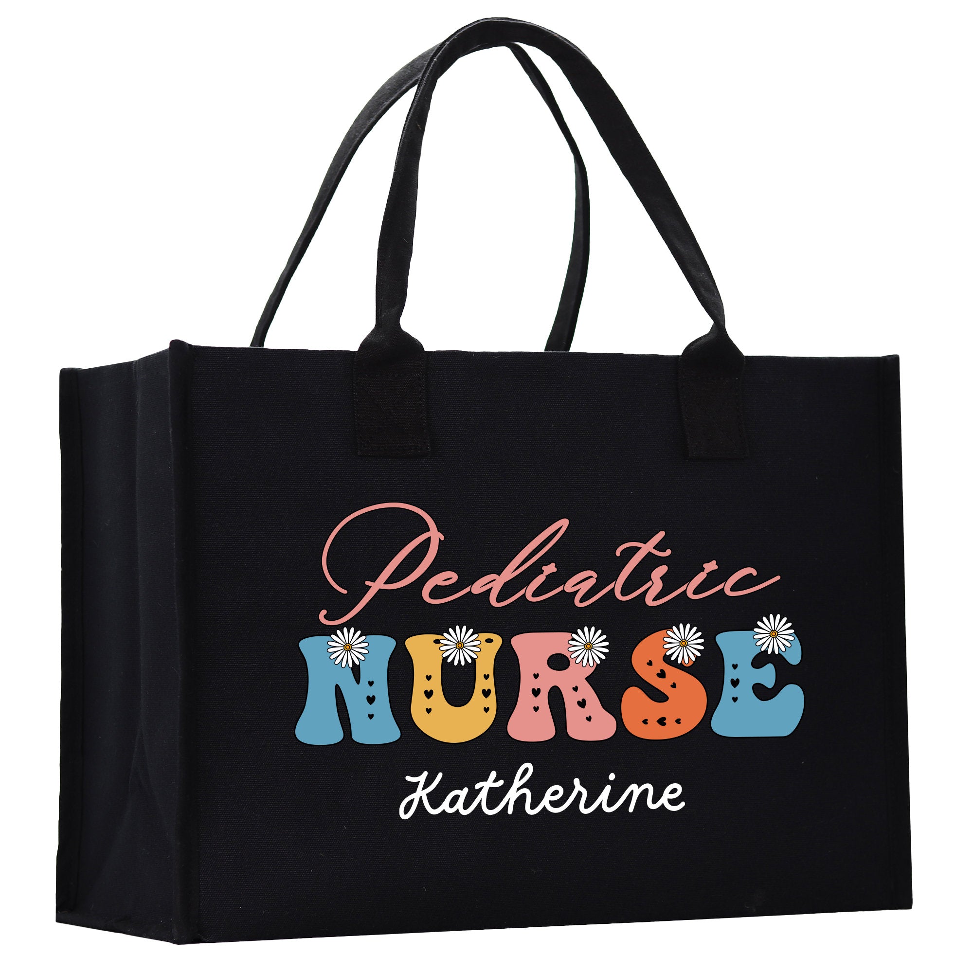 a black shopping bag with the words pediatric nurse on it