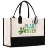 a black and white bag with a plant lover on it