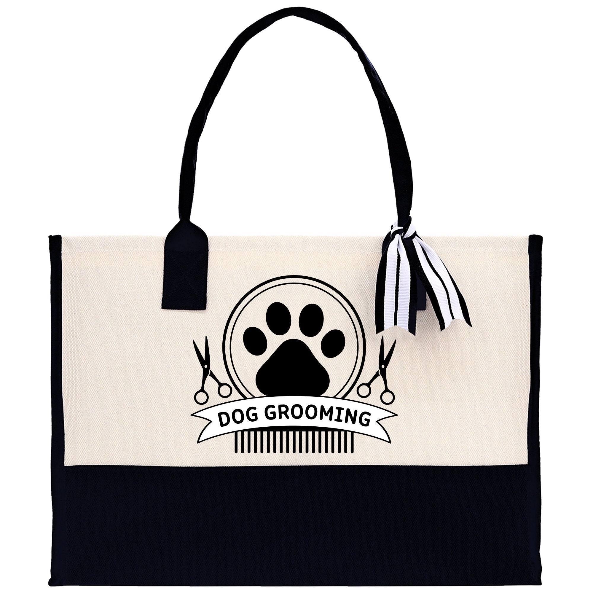 a dog grooming bag with a dog&#39;s paw on it