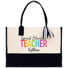 a black and white tote bag with the words special education teacher written on it