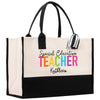 a black and white tote bag with the words special education teacher written on it