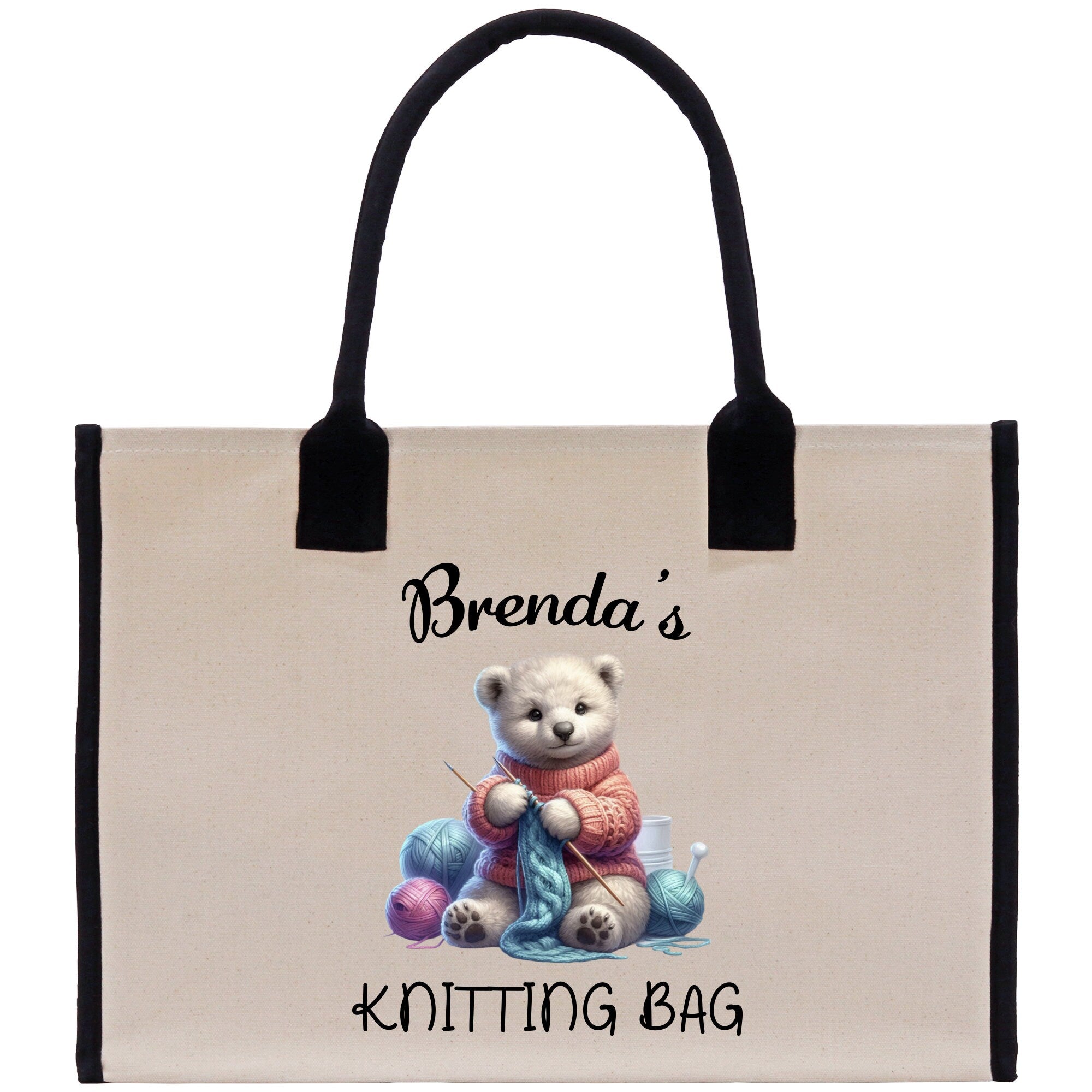 a tote bag with a picture of a teddy bear on it