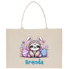 a tote bag with an image of a slotty bunny