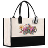 a black and white tote bag with the word mama on it