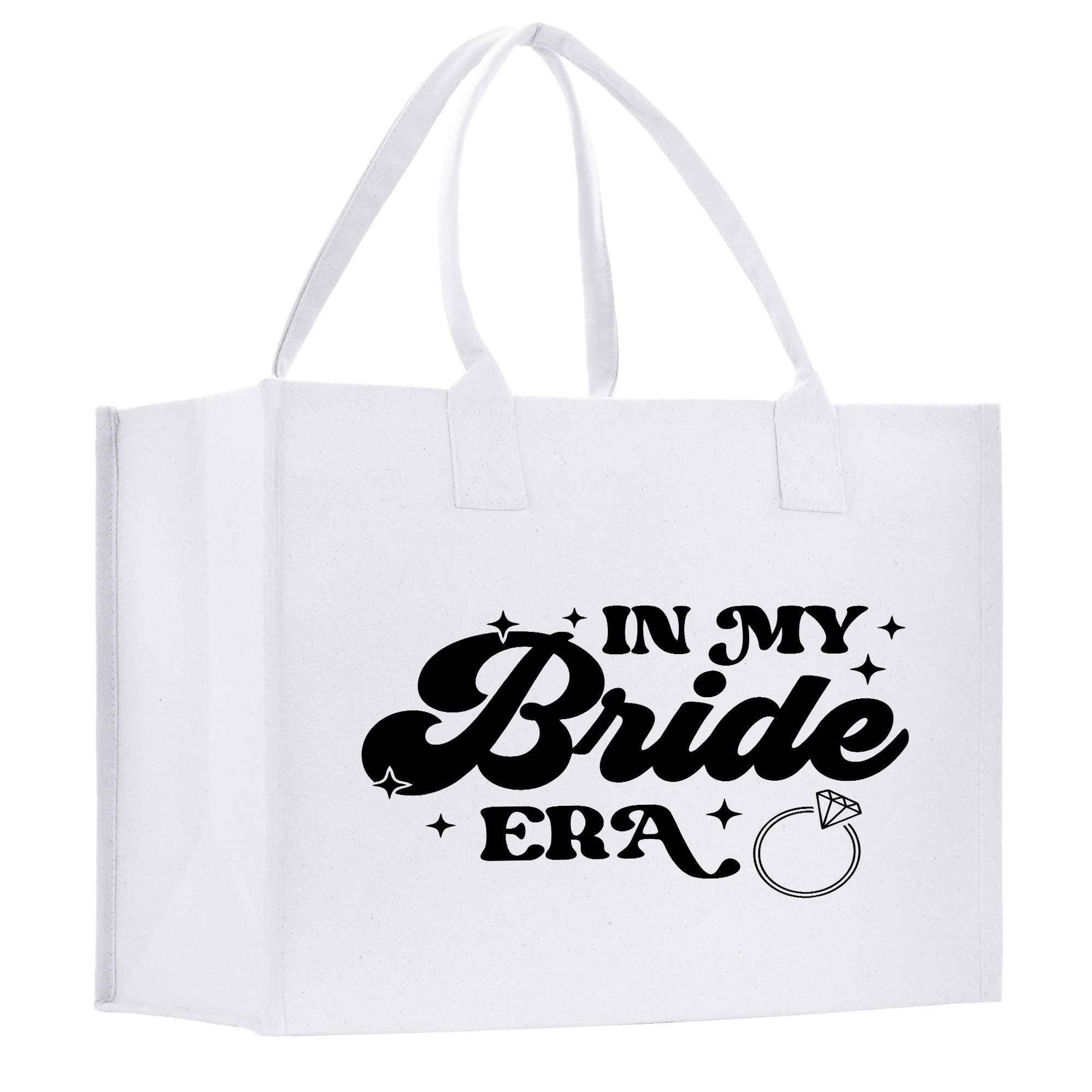 a white bag with the words in my bride era printed on it