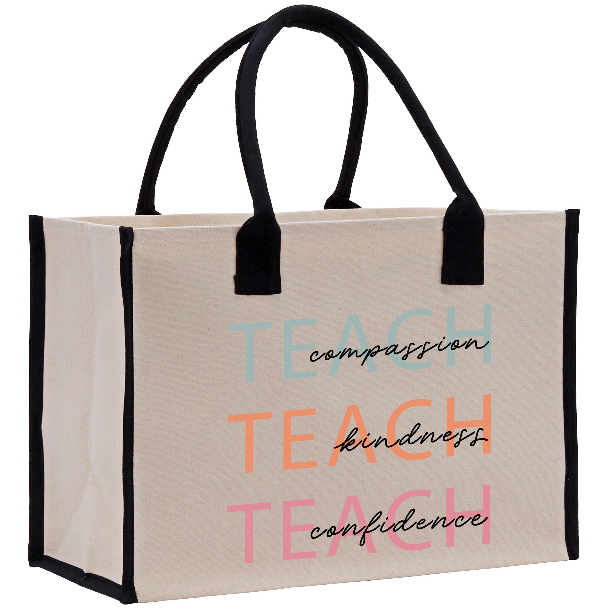 a canvas bag with words written on it