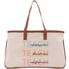 a canvas tote bag with the words teach on it