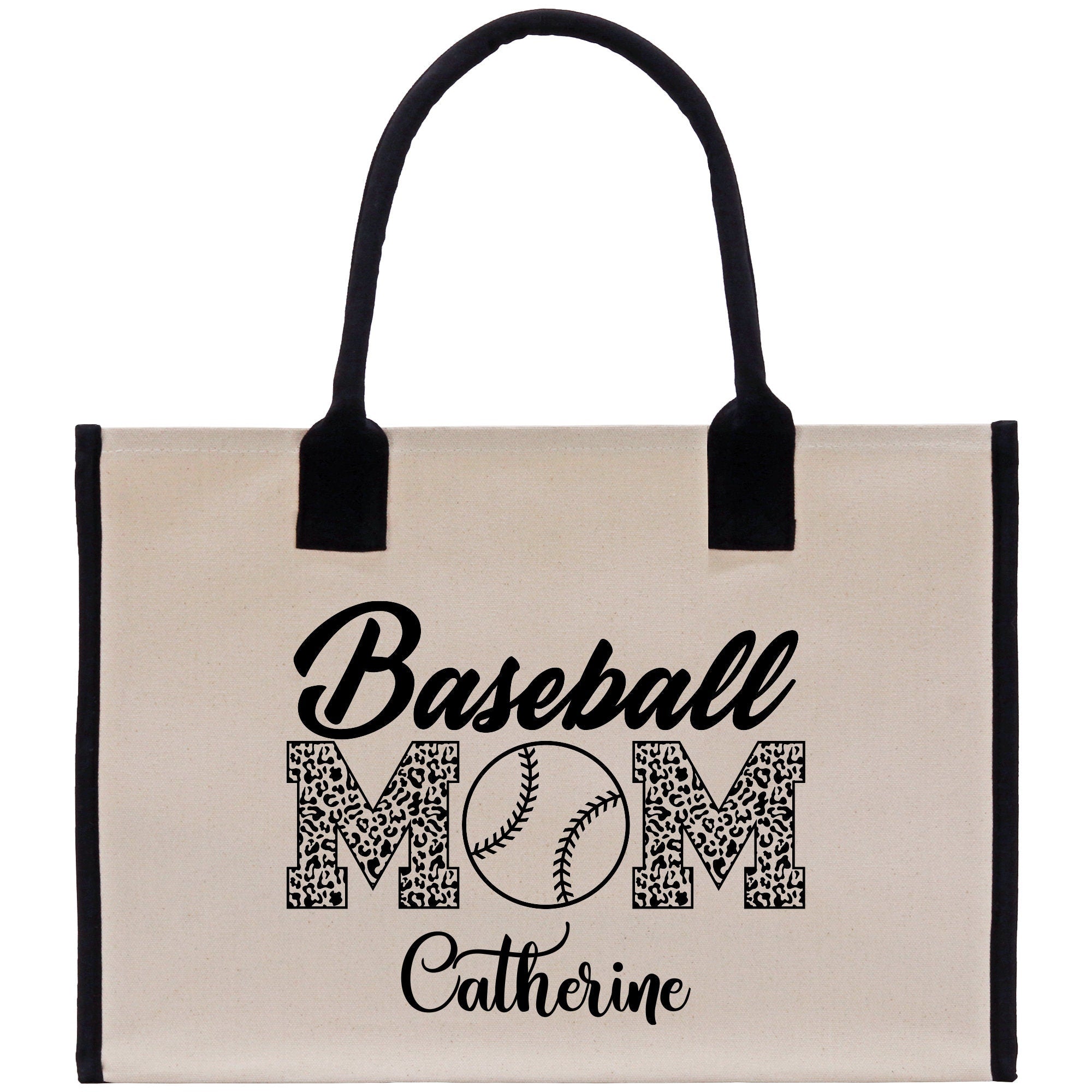 a canvas bag with a baseball mom on it