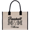 a canvas bag with a baseball mom on it