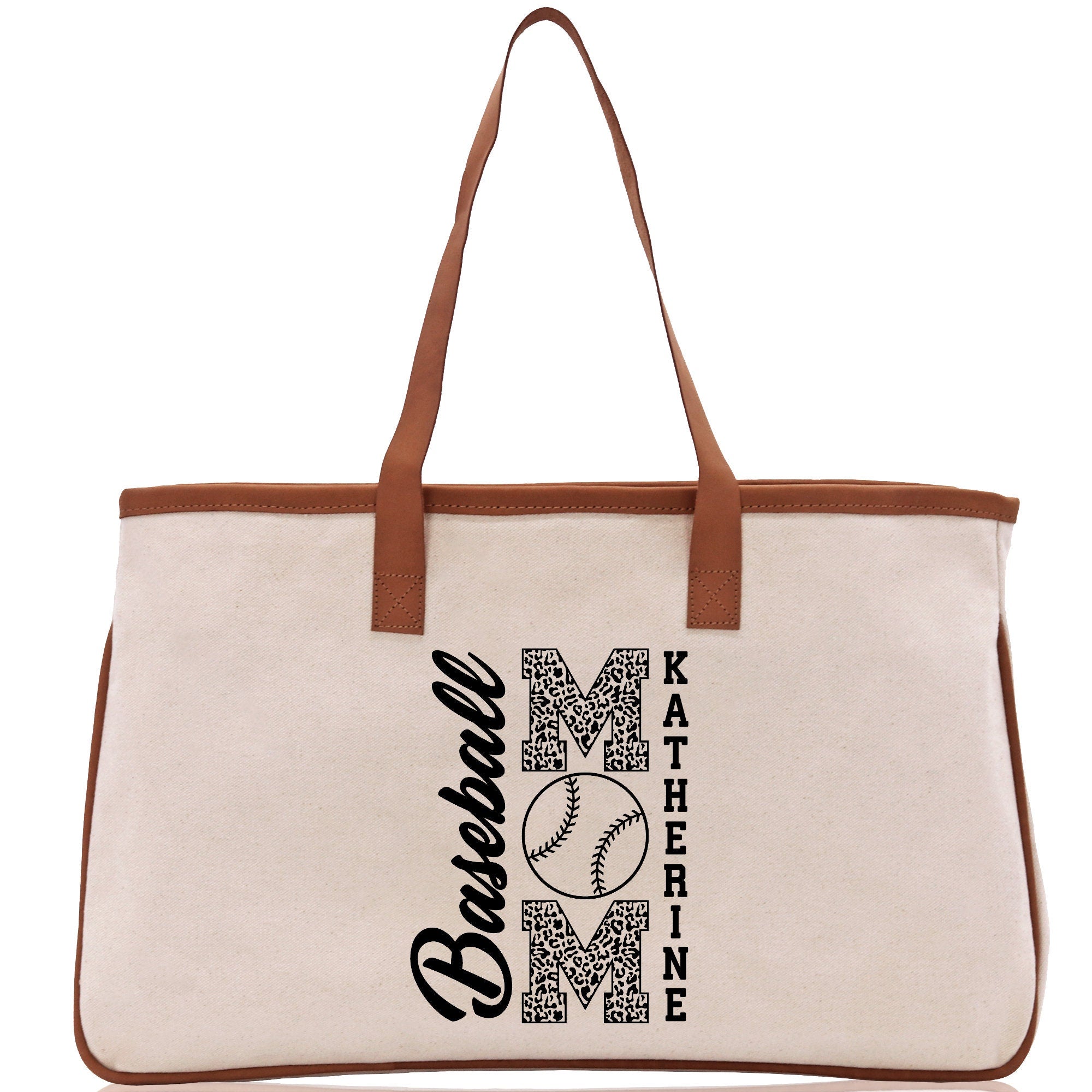 a canvas bag with a baseball on it