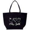 a black tote bag with the words i love mrs smith on it