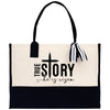 a black and white tote bag with the words true story on it