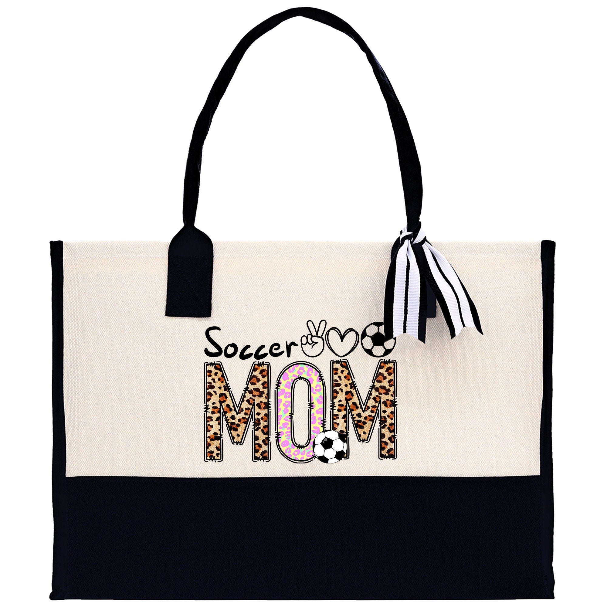 a black and white bag with a mom&#39;s message on it