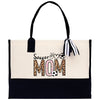 a black and white bag with a mom's message on it