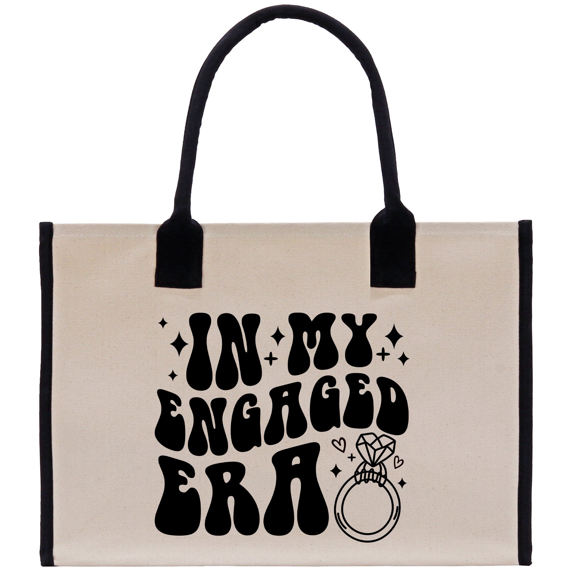 a canvas bag with the words in my engaged era printed on it