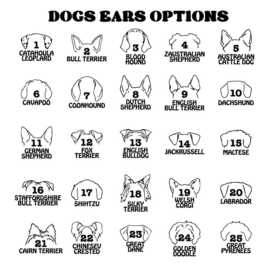 a black and white image of a dog&#39;s options