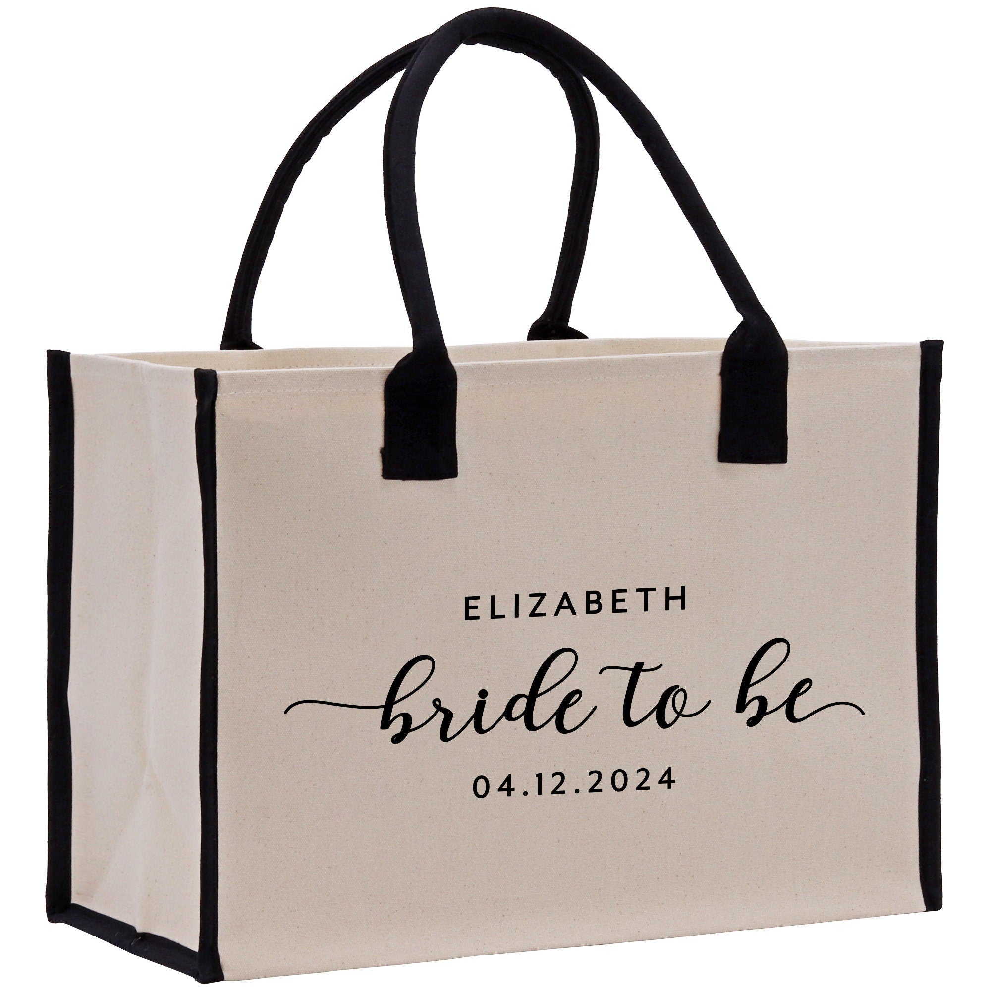 a tote bag with a bride to be printed on it