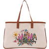 a canvas bag with a floral design on it