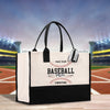 a black and white bag with a baseball on it